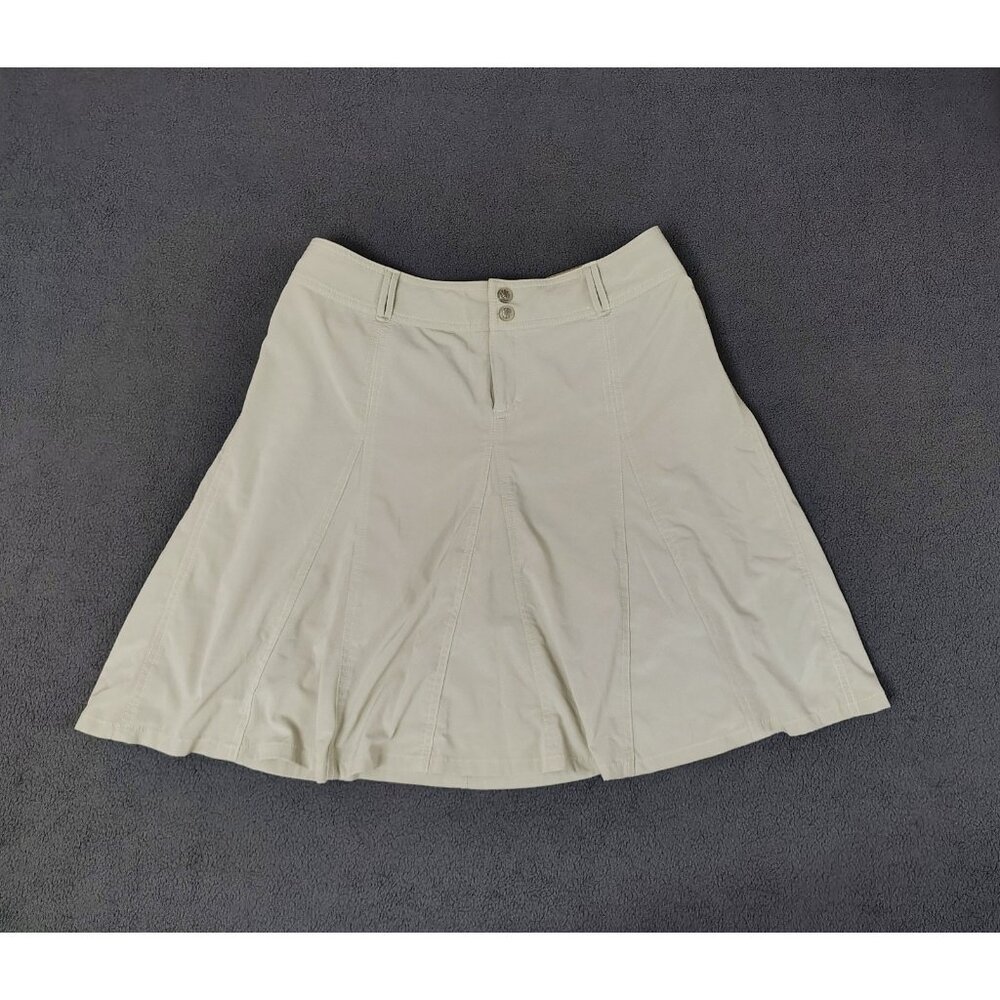Athleta Womens Beige Pleated Flared Skort Sz (8) Golf Tennis Athleisure Feminine